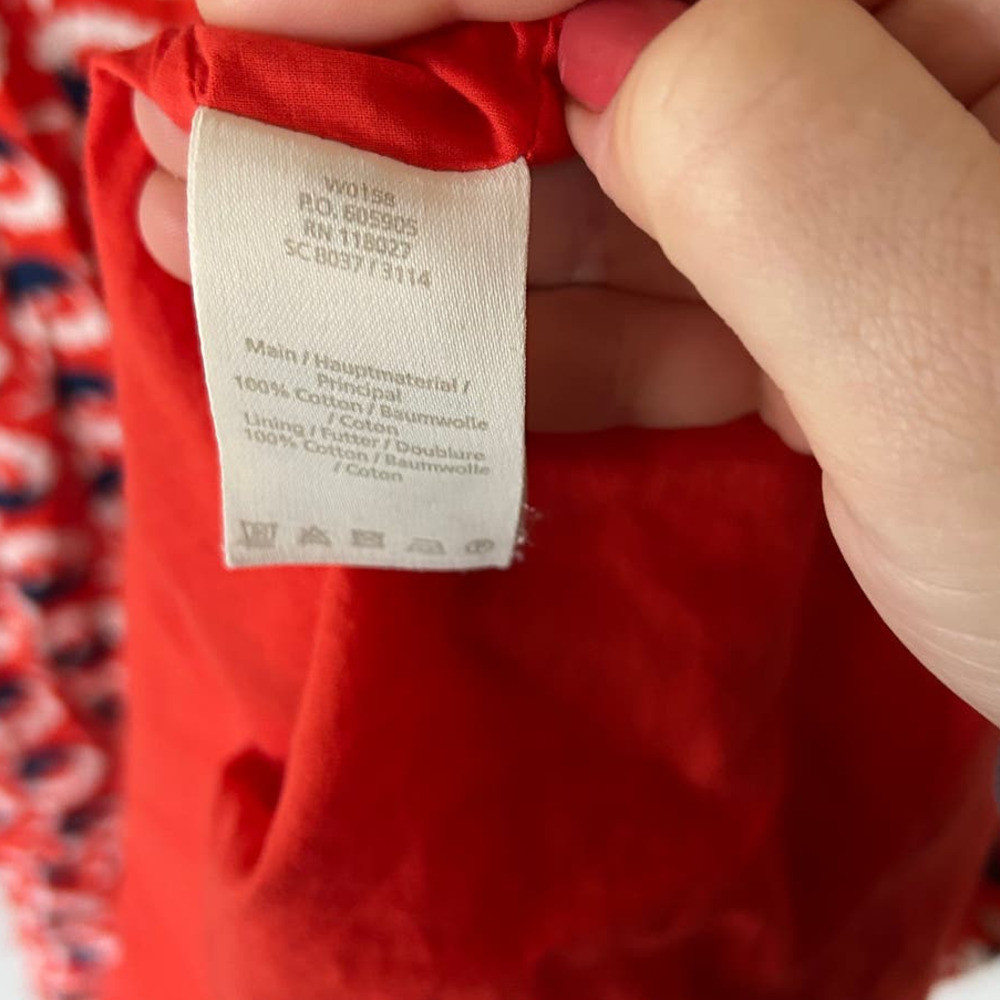 Boden Red and Navy Printed Midi Dress - Picture 6 of 7